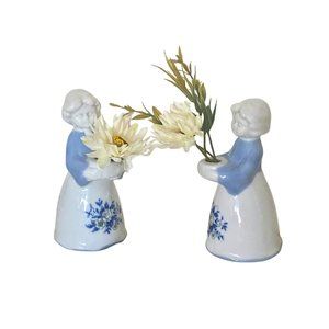 1970’s Vintage Pair of Lilienthal Porcelain Swedish Girls for Candle Or Vase